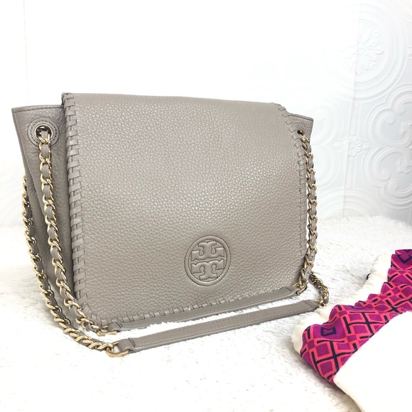 Tory Burch Handbags - 🌸FLASH⬇️🌸Tory Burch Leather Whipstitch GrayPurse